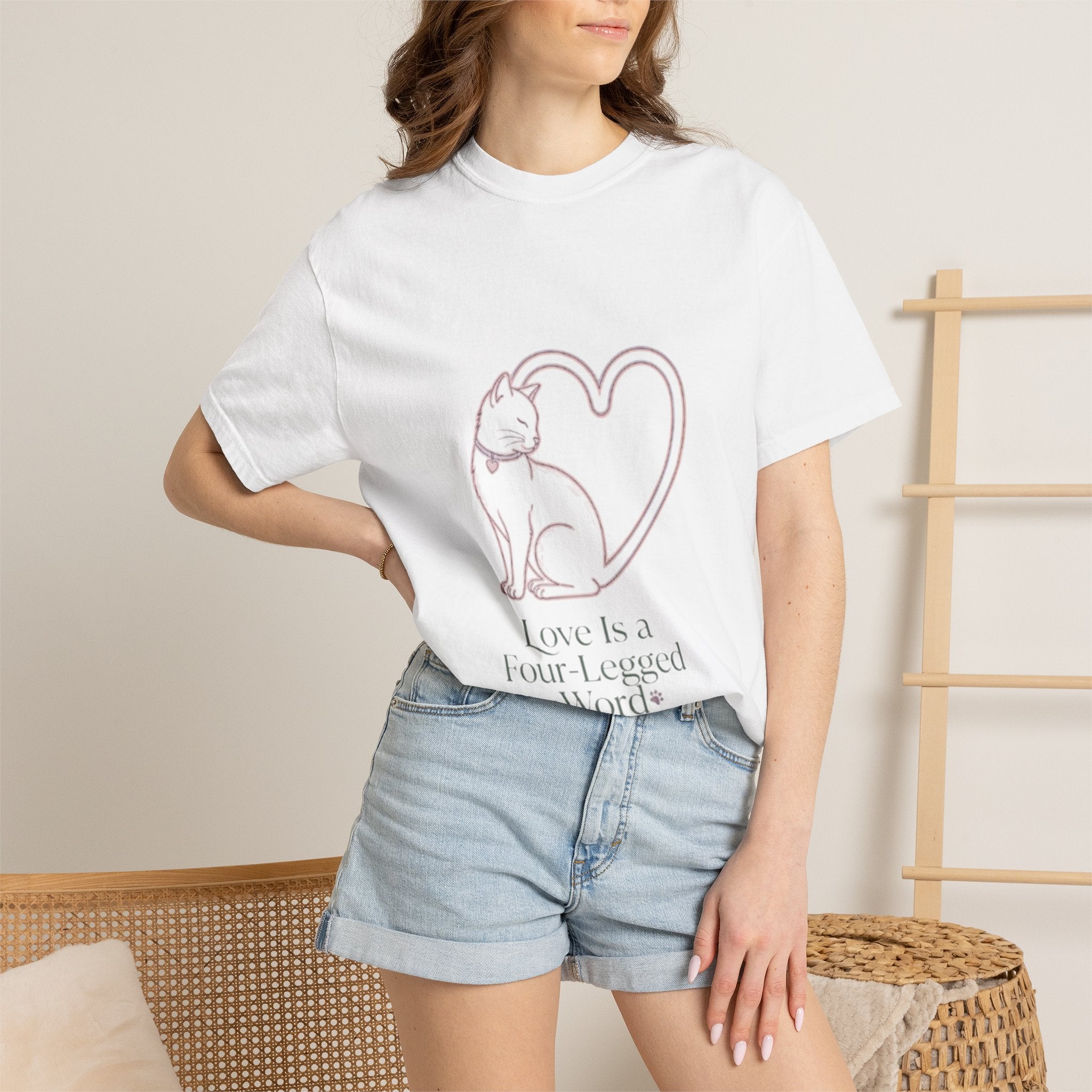 Cat Love T-Shirt — "Love Is a Four-Legged Word" Graphic Tee