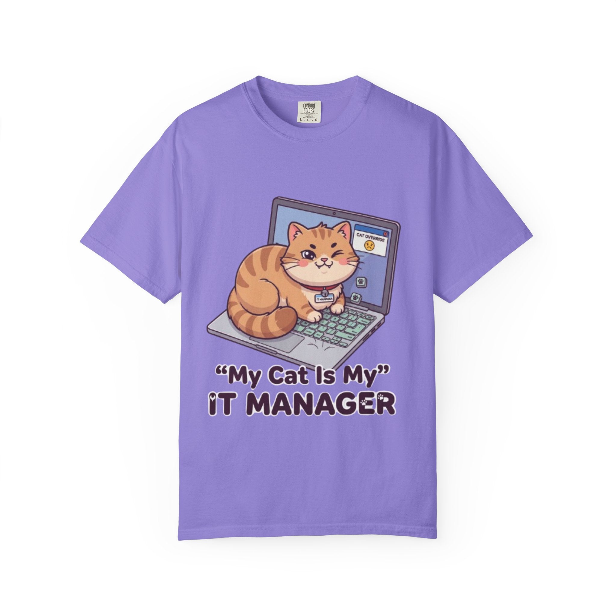 IT Manager Cat T-Shirt — "My Cat Is My IT Manager" Cute Techie Tee for Cat Lovers