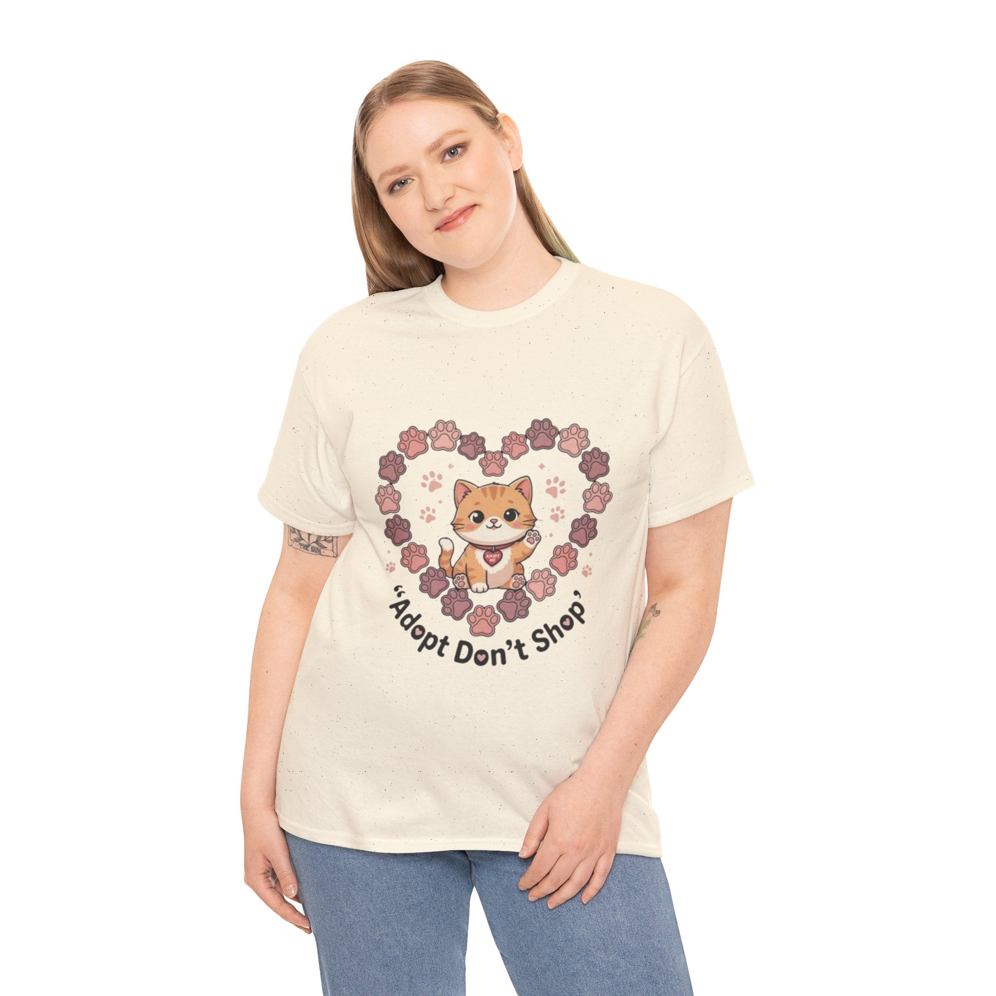 Adopt Don't Shop Cat Tee — Cute Rescue Cat Floral Heart Shirt