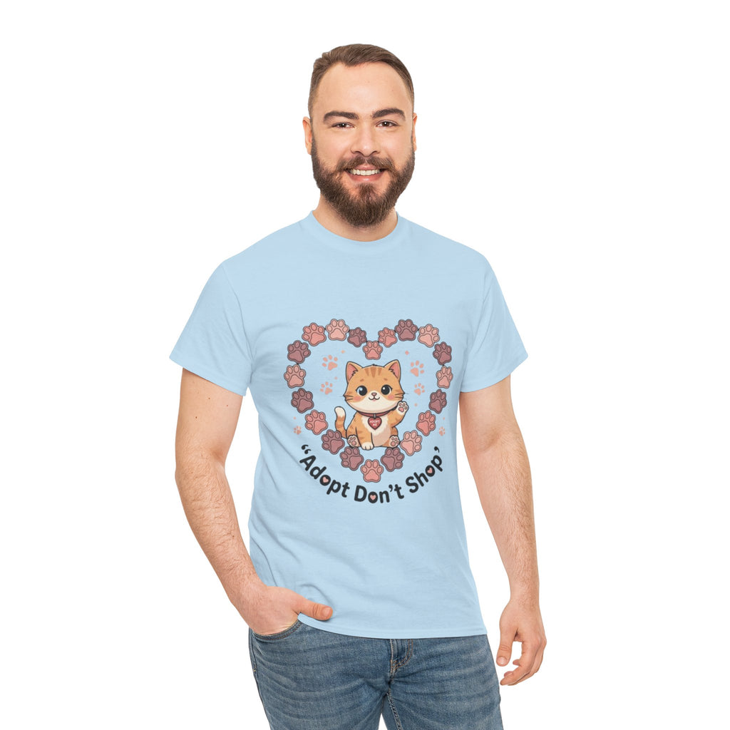 Adopt Don't Shop Cat Tee — Cute Rescue Cat Floral Heart Shirt