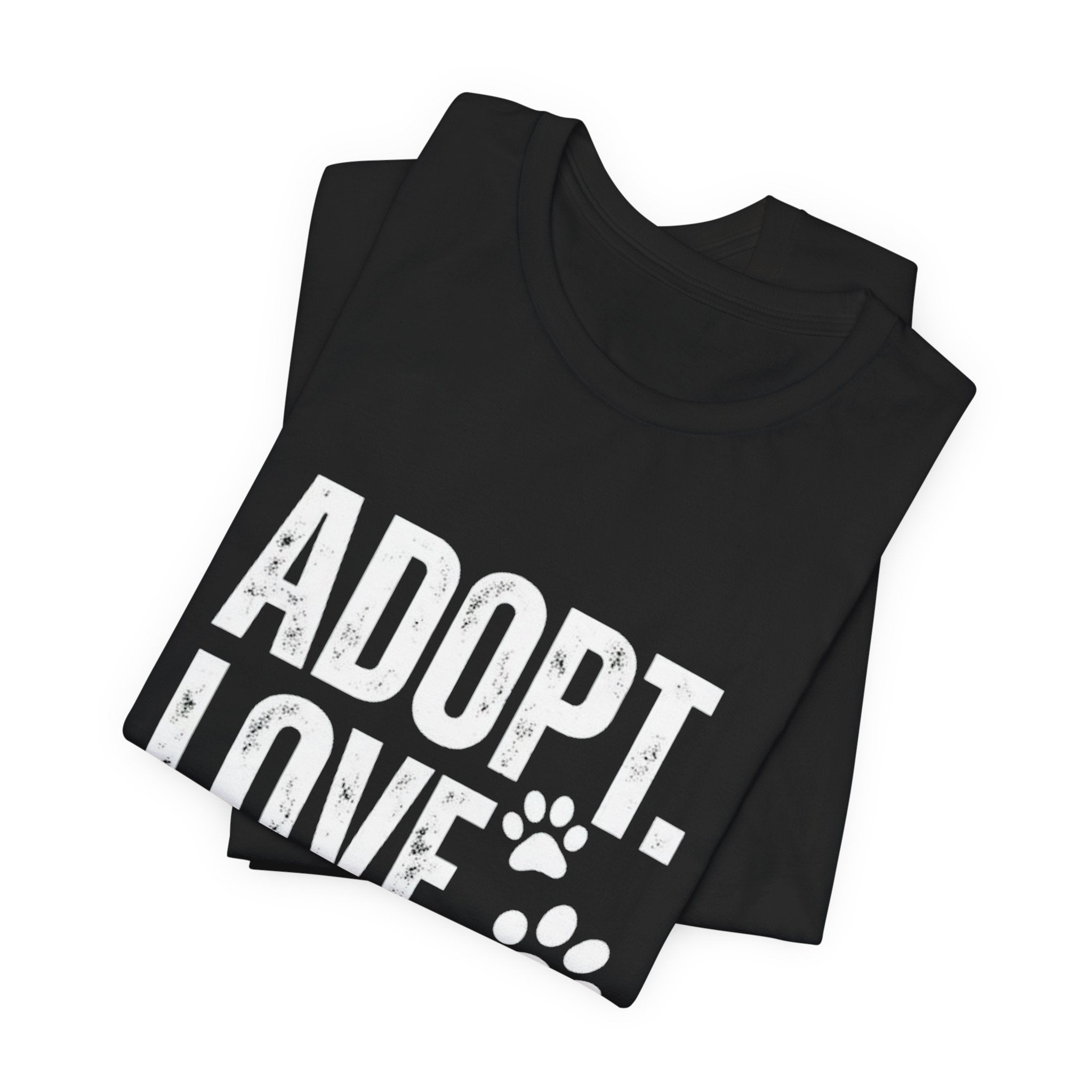 Adopt Love Repeat Tee – Pet Adoption Rescue Shirt with Paw Graphic