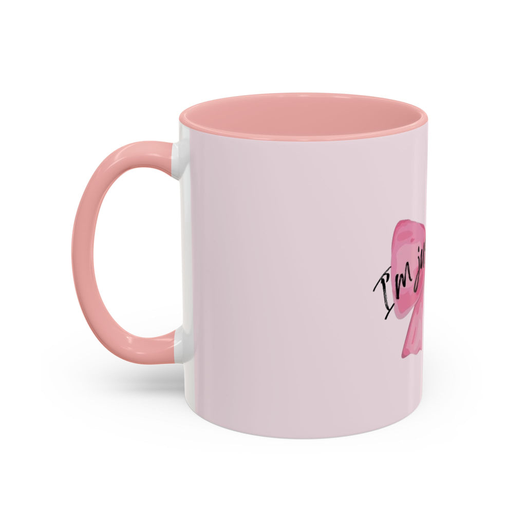 Pink Bow Accent Coffee Mug — "I'm Just a Girl" Cute Feminine Tea & Coffee Cup