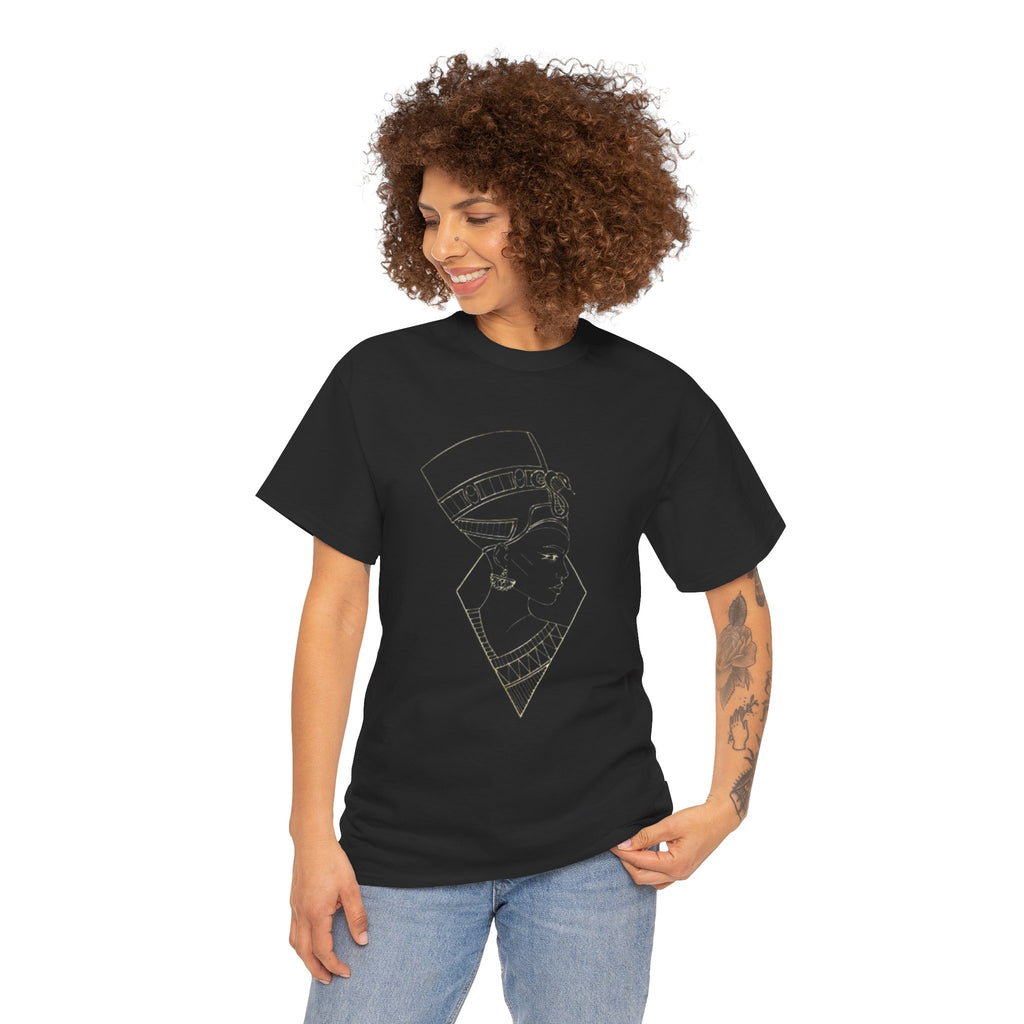 Nefertiti Line Art Tee — Minimal Egyptian Queen Graphic T-Shirt