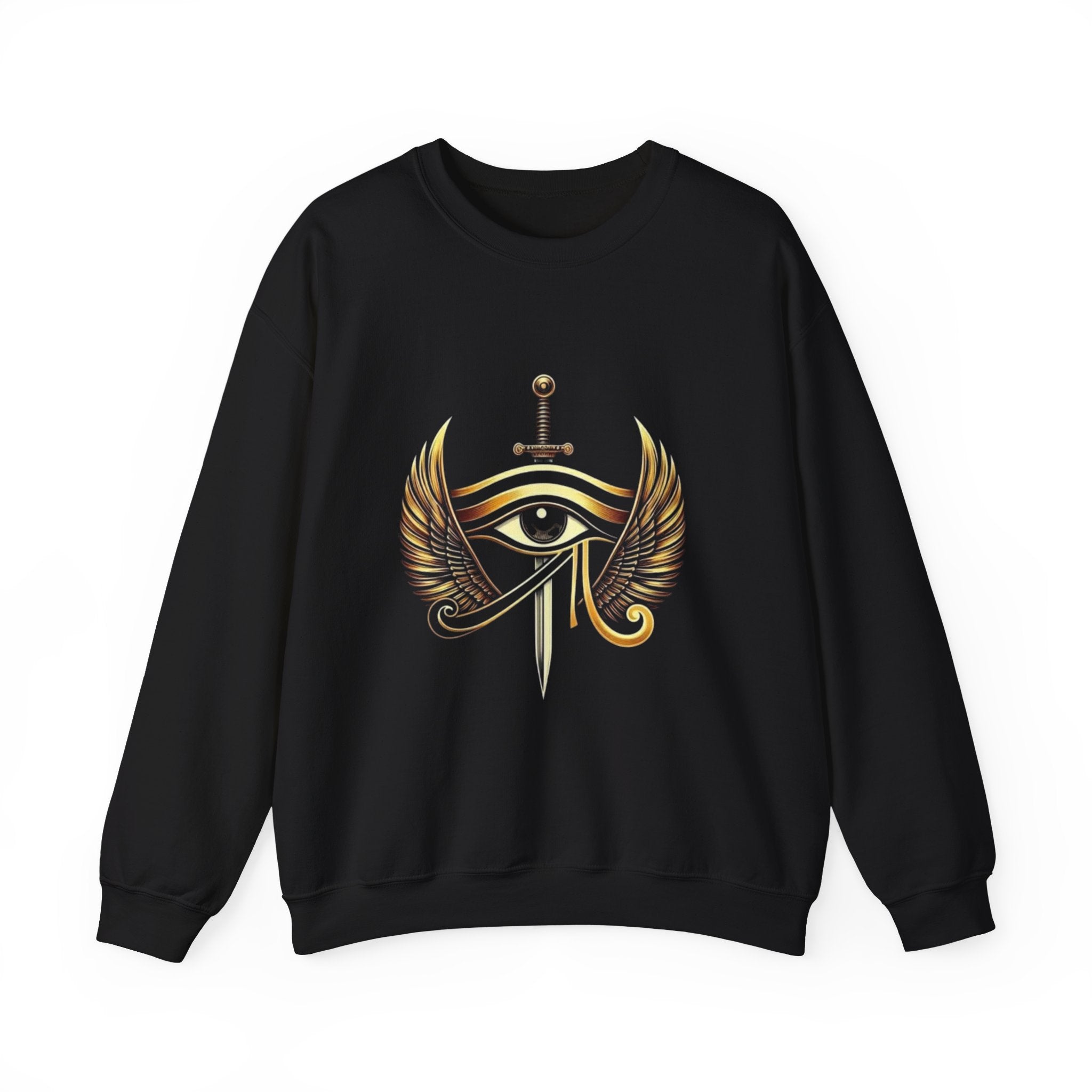 Eye of Horus Sword Crewneck Sweatshirt – Egyptian Winged Protection Graphic