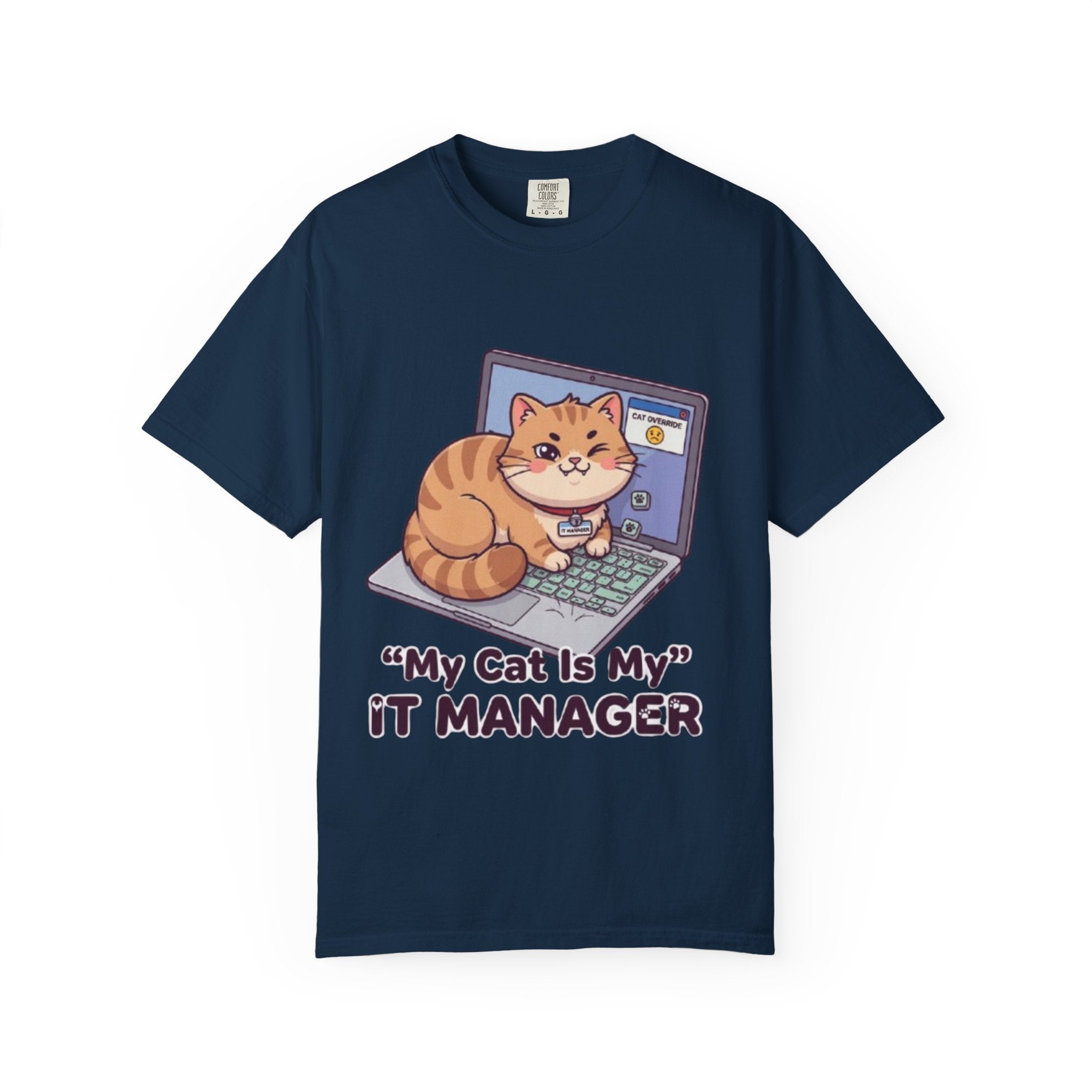 IT Manager Cat T-Shirt — "My Cat Is My IT Manager" Cute Techie Tee for Cat Lovers