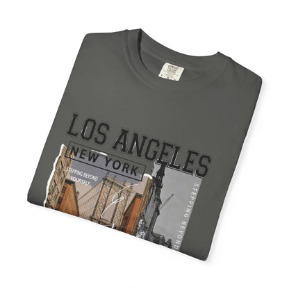 Los Angeles New York Vintage Photo Graphic T-Shirt — 'Enjoy the Moment' City Travel Tee