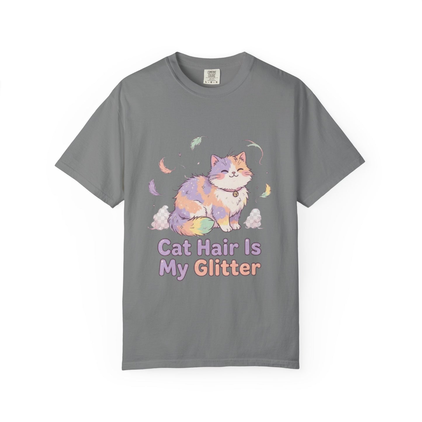 Cat Hair Is My Glitter T-Shirt — Cute Pastel Cat Graphic Tee for Cat Lovers