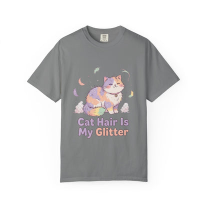 Cat Hair Is My Glitter T-Shirt — Cute Pastel Cat Graphic Tee for Cat Lovers