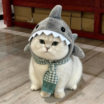 Funny Adjustable Cat Shark Headdress – Soft, Warm & Cute Cartoon Cat Hat for Cosplay, Parties, and Decoration